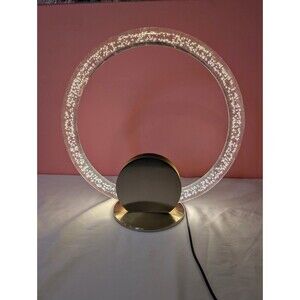 Modern LED Acrylic Tube Circle Table Light Gold Base 14.5 Inch Diameter